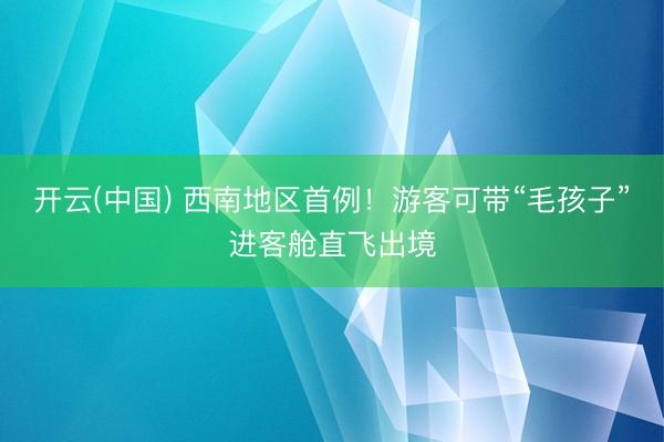 开云(中国) 西南地区首例！游客可带“毛孩子”进客舱直飞出境