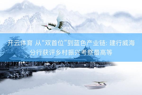 开云体育 从“双首位”到蓝色产业链: 建行威海分行获评乡村振兴考察最高等