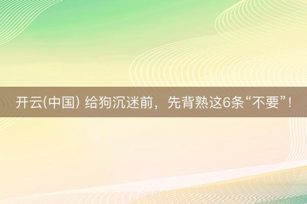 开云(中国) 给狗沉迷前，先背熟这6条“不要”！
