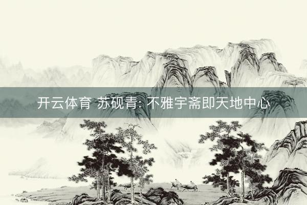 开云体育 苏砚青: 不雅宇斋即天地中心