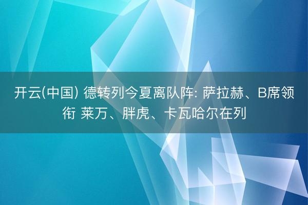 开云(中国) 德转列今夏离队阵: 萨拉赫、B席领衔 莱万、胖虎、卡瓦哈尔在列