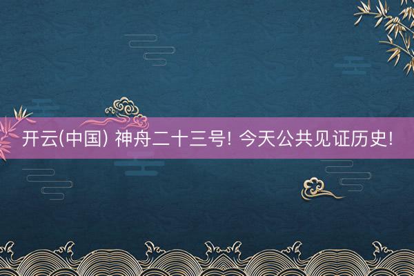 开云(中国) 神舟二十三号! 今天公共见证历史!
