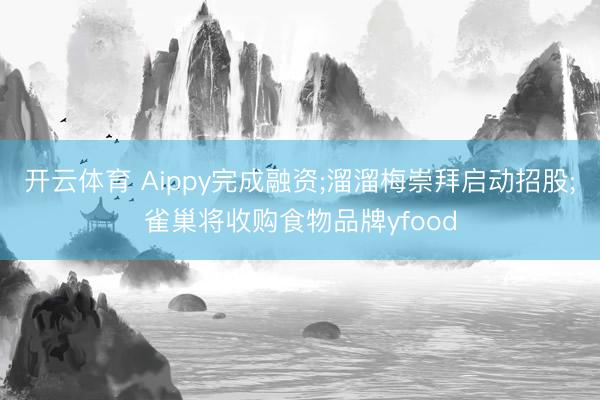 开云体育 Aippy完成融资;溜溜梅崇拜启动招股;雀巢将收购食物品牌yfood