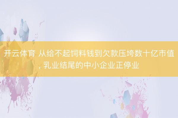 开云体育 从给不起饲料钱到欠款压垮数十亿市值， 乳业结尾的中小企业正停业