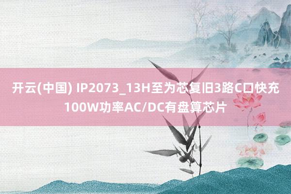 开云(中国) IP2073_13H至为芯复旧3路C口快充100W功率AC/DC有盘算芯片